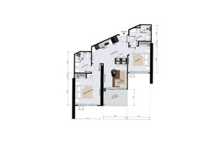 Apartment floor plan, 2 bedrooms in Copacabana Coral Reef No. 11017