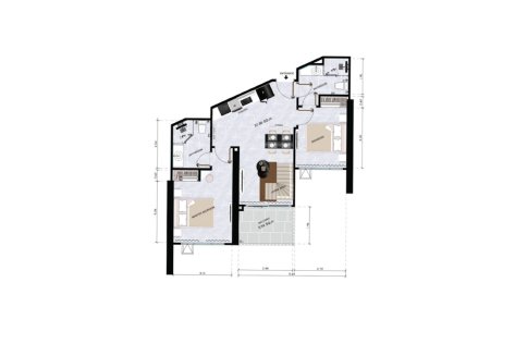 Apartment floor plan, 2 bedrooms in Copacabana Coral Reef No. 11017 (2D)